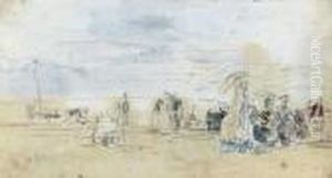 Scene De Plage by Eugene Boudin