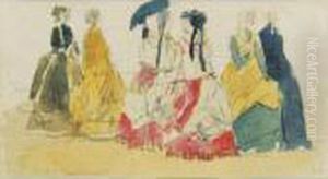 Etude De Femmes En Crinoline by Eugene Boudin