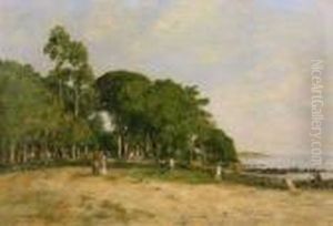 Juan-les-pins. La Promenade Et La Baie by Eugene Boudin