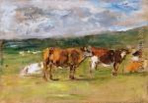 Les Vaches Dans La Prairie by Eugene Boudin