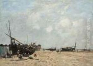 Berck, Scene De Plage by Eugene Boudin