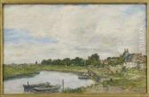 Le Vieux Port De Touques by Eugene Boudin