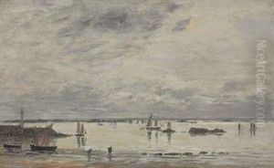 Portrieux, Le Port Maree Basse by Eugene Boudin