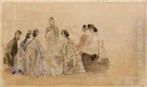 Personnages Sur La Plage by Eugene Boudin