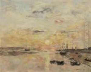 Coucher De Soleil Sur La Canche, Etaples
