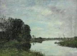 La Touques A Saint-arnoult by Eugene Boudin