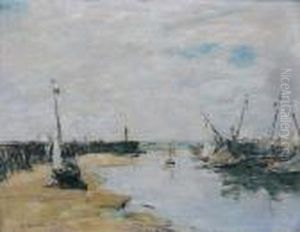 Trouville, Les Jetees, Maree Basse by Eugene Boudin