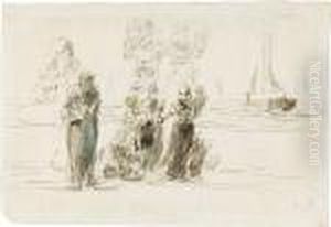 Schevenique, Ledepart Des Pecheurs by Eugene Boudin