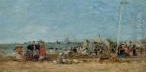 Trouville. Scene De Plage by Eugene Boudin