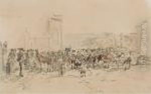 Marche Aux Bestiaux En Bretagne by Eugene Boudin