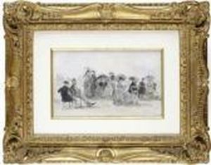 Les Crinolines Sur La Plage by Eugene Boudin