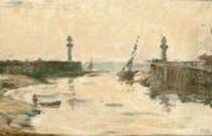 Entrance To A Harbour At Low Tide by Eugene Boudin