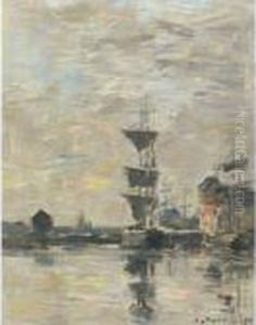 Fecamp, Le Bassin by Eugene Boudin