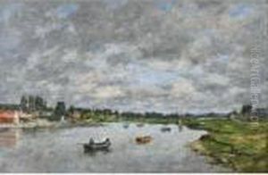 La Touques A Trouville by Eugene Boudin