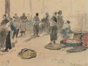 Le Marche Au Poisson A Rotterdam by Eugene Boudin