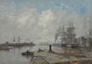 Boulogne-sur-mer, Le Port, Quai D'accostage by Eugene Boudin