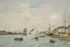 Le Havre, L'avant-port A Maree Haute by Eugene Boudin