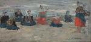 Pecheuses Assises Sur La Plage, Berck by Eugene Boudin