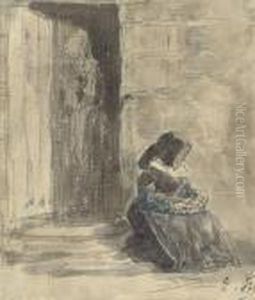 Vieille Femme Assise by Eugene Boudin