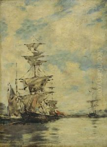 Voiliers Dans Le Port by Eugene Boudin