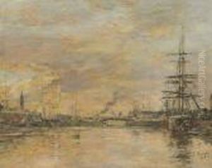 Deauville, Le Bassin by Eugene Boudin