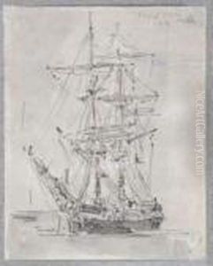 Trois-mats Vu De L'avant by Eugene Boudin