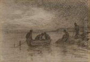 Figures In A Boat by Eugene Boudin