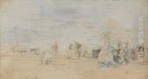 Scene De Plage by Eugene Boudin