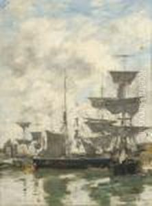 Voiliers Dans Le Port by Eugene Boudin