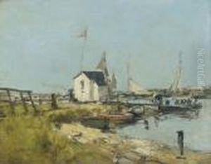 Le Port, Trouville by Eugene Boudin