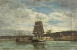 Port Normand by Eugene Boudin