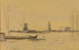 Paysage De Normandie Au Moulin by Eugene Boudin