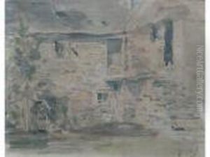 Interieur De Cour by Eugene Boudin