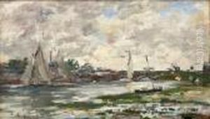 La Touques A Trouville by Eugene Boudin