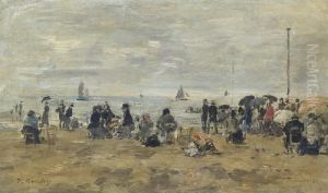 Trouville. Scene De Plage by Eugene Boudin