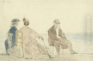 Crinolines (etude De Scene De Plage) by Eugene Boudin