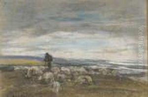 Paturage Aux Moutons, Cote Normande by Eugene Boudin