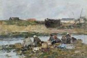 Laveuses Sur La Touques Pres De Trouville