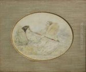 Two Women On A Divan, One Smoking An Opium Pipe