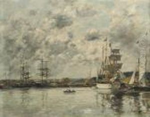Le Havre, Bateaux Norvegiens Dans Le Port by Eugene Boudin