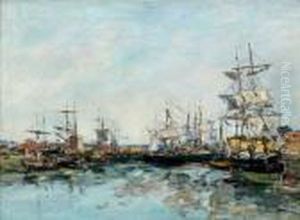 Trouville, Le Port A Maree Basse by Eugene Boudin