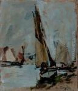 Voiliers Sur La Berge by Eugene Boudin