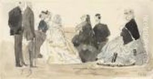 Les Crinolines Sur La Plage by Eugene Boudin