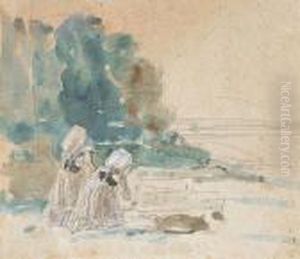 Les Lavandieres by Eugene Boudin