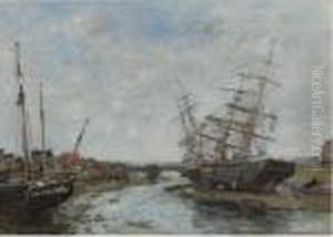 La Touques - Maree Basse by Eugene Boudin