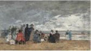 Scene De Plage by Eugene Boudin