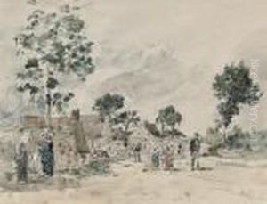 Village Breton by Eugene Boudin