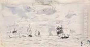 Voiliers Au Large by Eugene Boudin