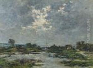 Clair De Lune Sur Les Marecages, La Touques by Eugene Boudin