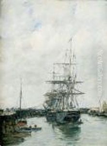 Trouville, Les Jetees Maree Haute by Eugene Boudin
